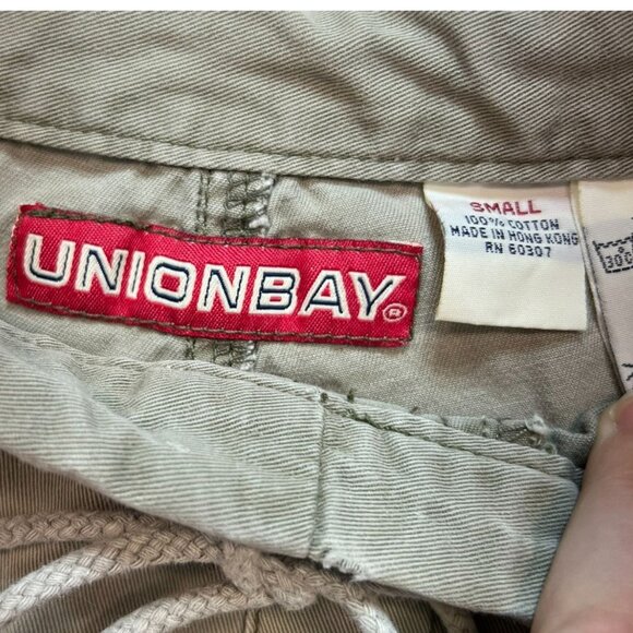 Unionbay Mens Cargo Shorts Small Tan Khaki Outdoors Casual Classic Drawstring - Picture 2 of 11